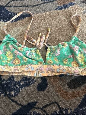 Billabong Floral Green & Peach Bikini Top